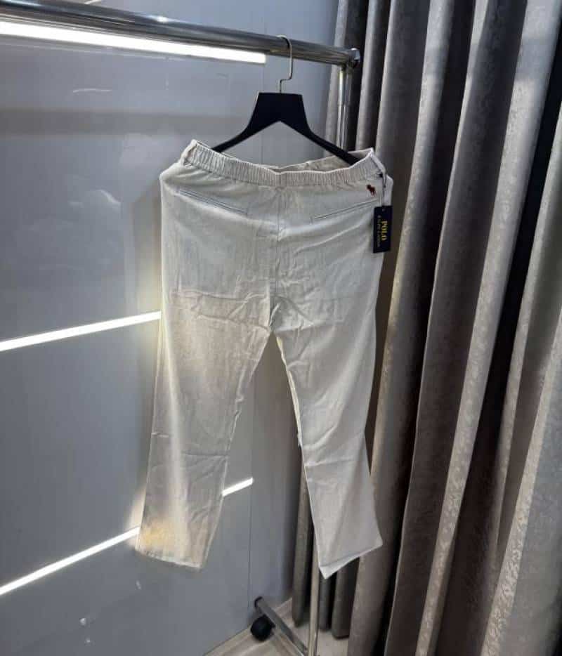 Ralp Lauren. Cream Premium Pure Linen Trouser