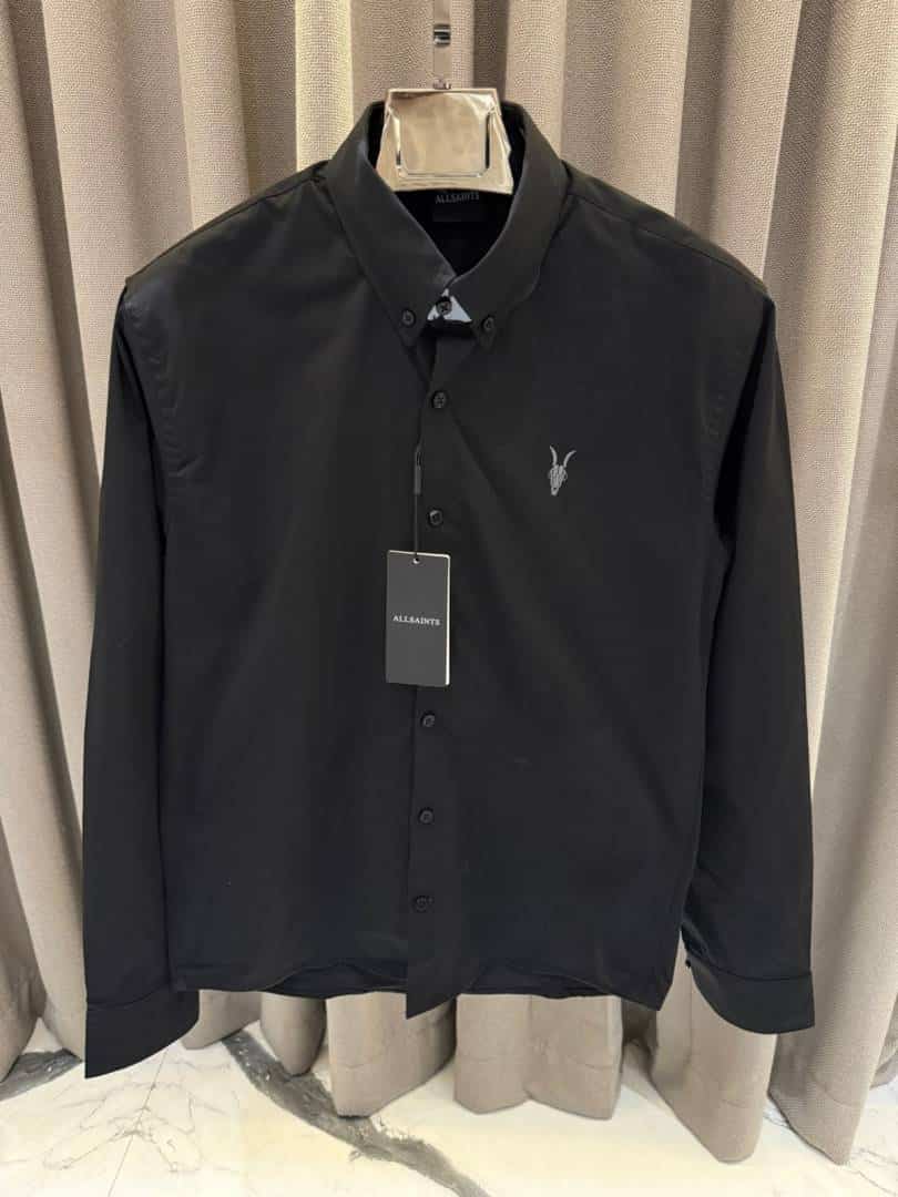 All Saints Chest Logo Full Sleeves Shirt Black