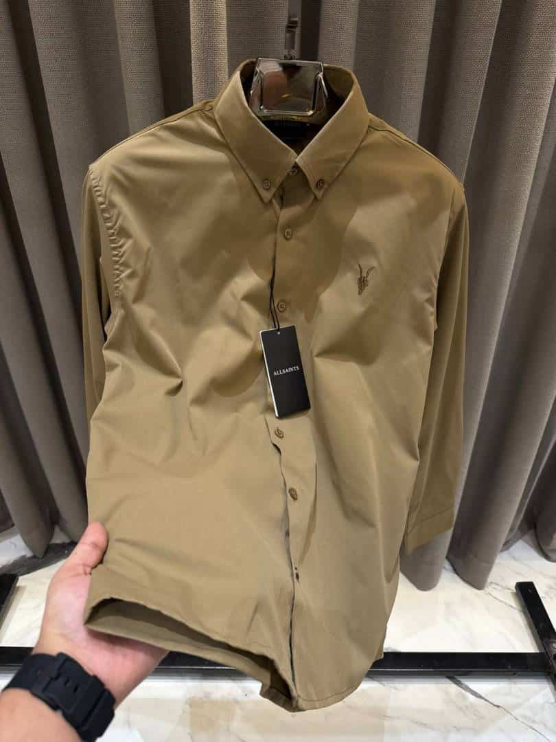 All Saints Chest Logo Full Sleeves Shirt Light Brown