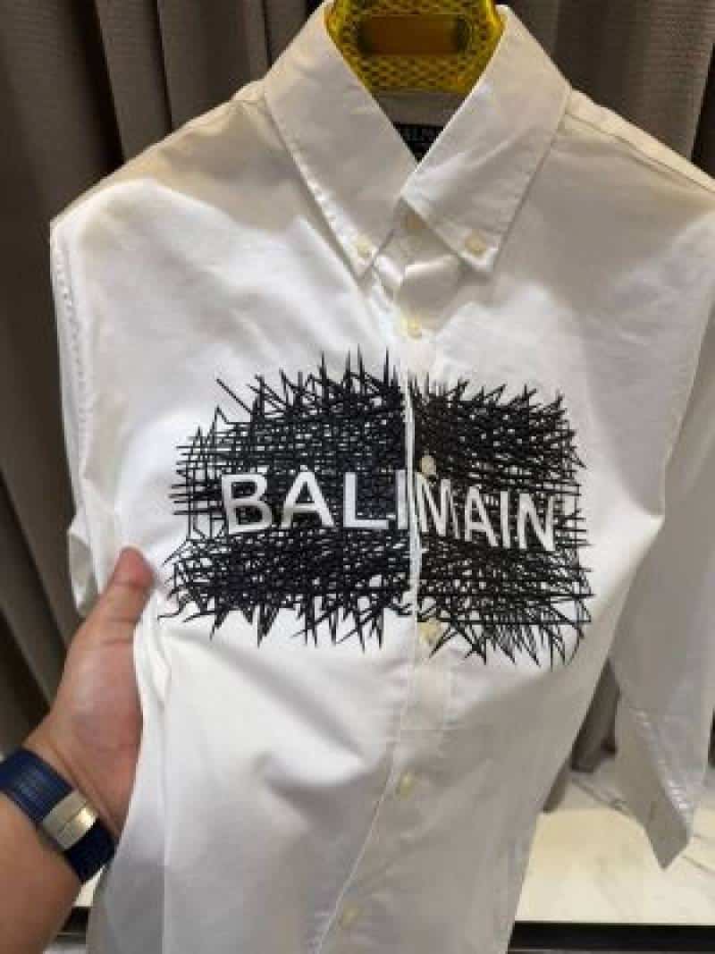 Balmai_n Middle Brand Logo Full Sleeves Shirt White