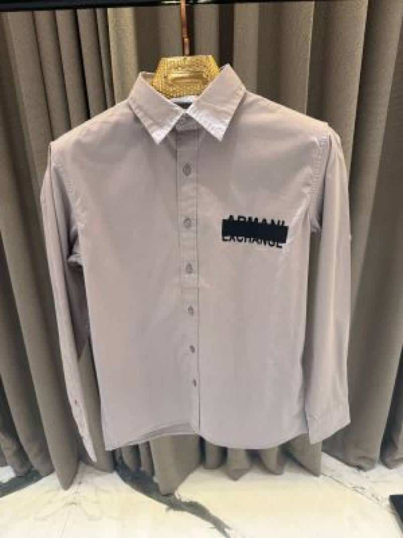 Arman_i Exchange Chest Logo Full Sleeves Shirt White Grey