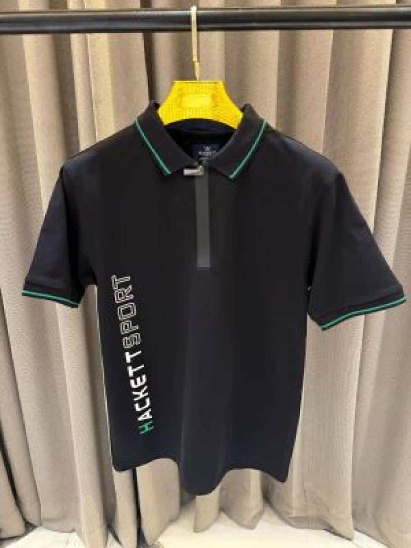 Hacket Brand Logo Polo T-shirt Black