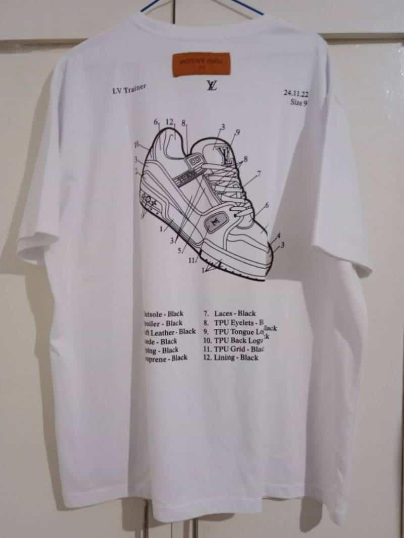 Louis_Vuitton Chest Shoe Print Round Neck T-shirt White