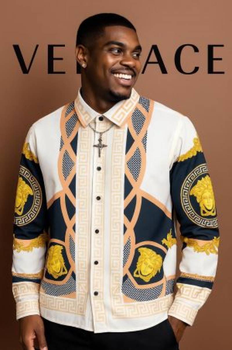 VERSACE WHITE PRINTED PREMIUM IMPORTED SHIRT WITH BRAND POLLY BAG (1743)