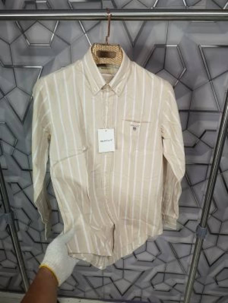 Gant_Beige_Embroidery_Logo_Premium_Stripes_Shirt_(1632)