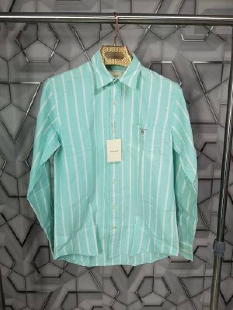 Gant_Aqua_Green_Embroidery_Logo_Premium_Stripes_Shirt_(1635)