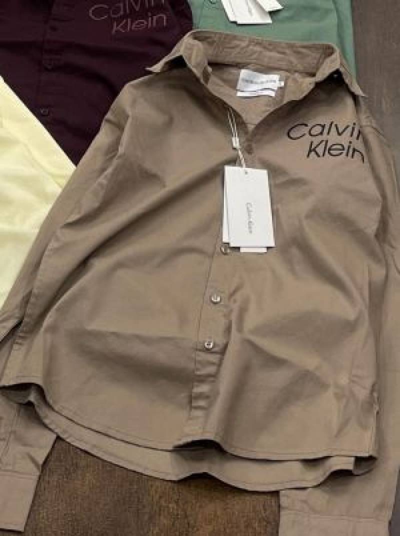 Calvin_Klein_Khaki_Logo_Print_Premium_Shirt_(1670)