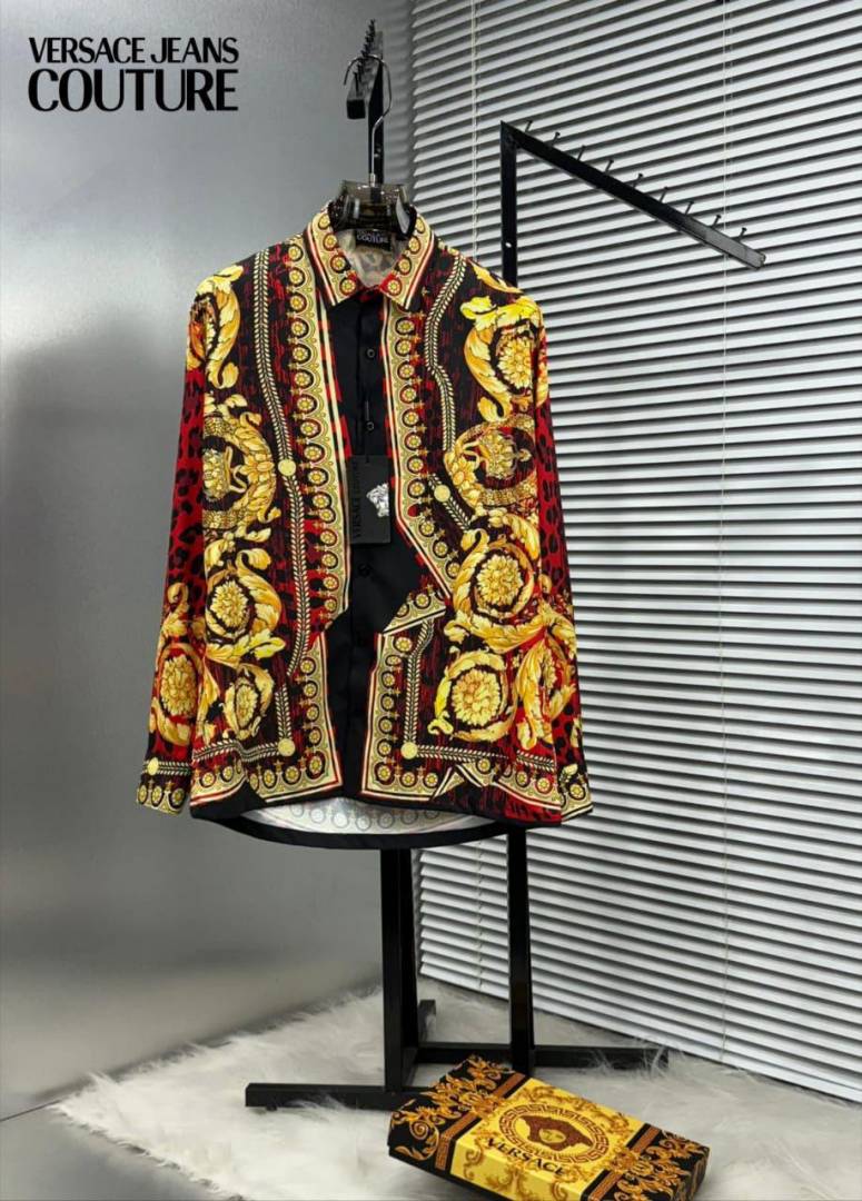 Versace Couture Red Barocco Printed Premium Shirt With Box And Carry Bag (1912)