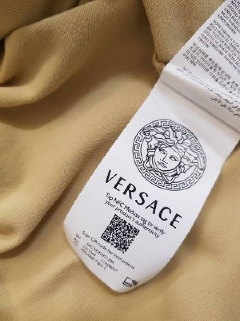 Versace Couture Beige Embroidery Logo Imported Polo T-Shirt (1169)