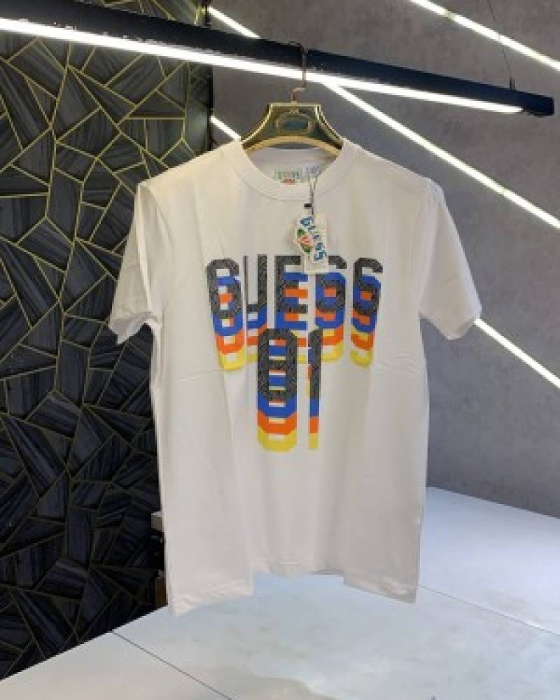 Guess White Logo Print Premium Classic T-Shirt (1347)