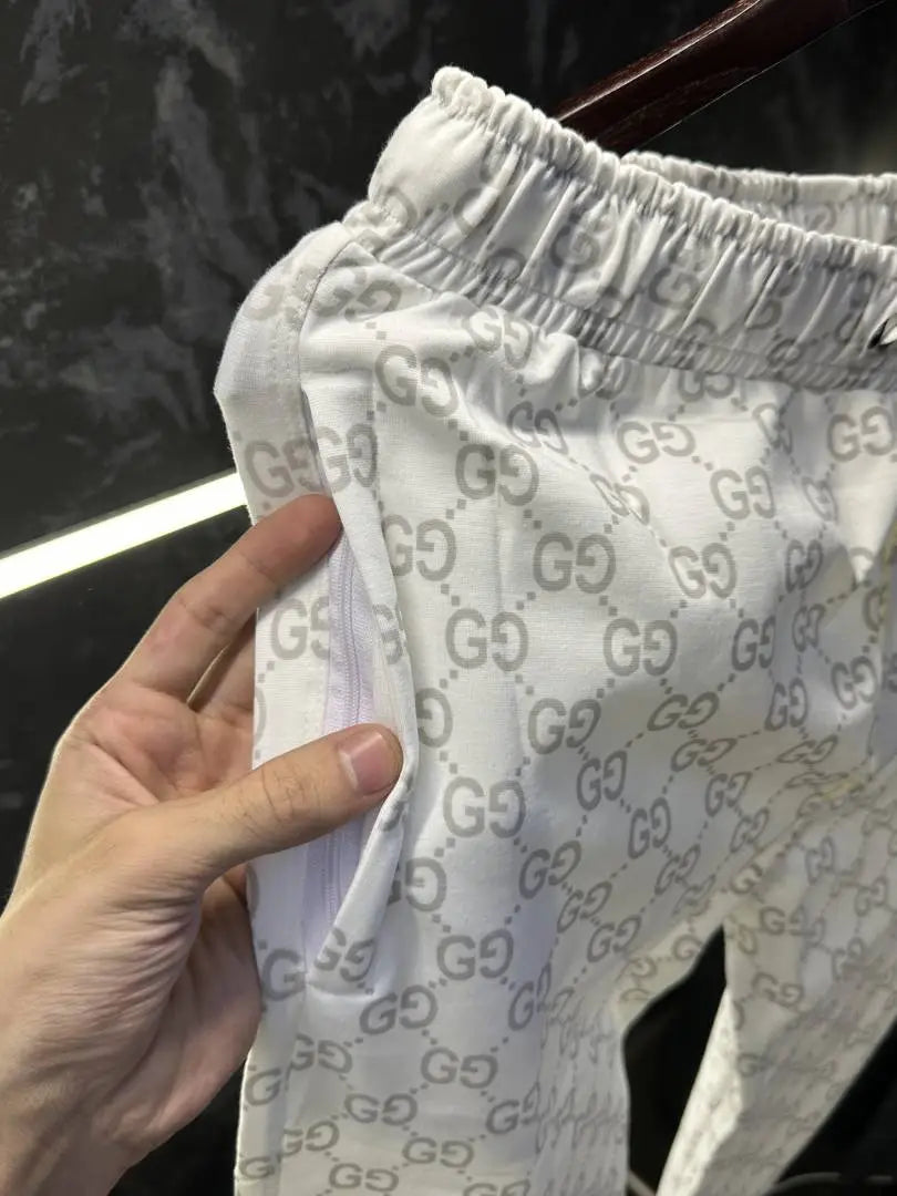 Gucc i GG Monogram Imported Premium Trackpant White ( No Return No Exchange On This Product )