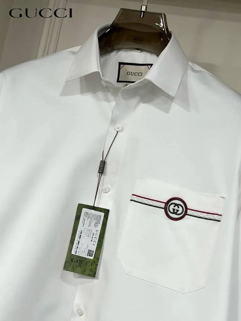 Gucc i Mens Premium Shirt with Original Box (White) - 244