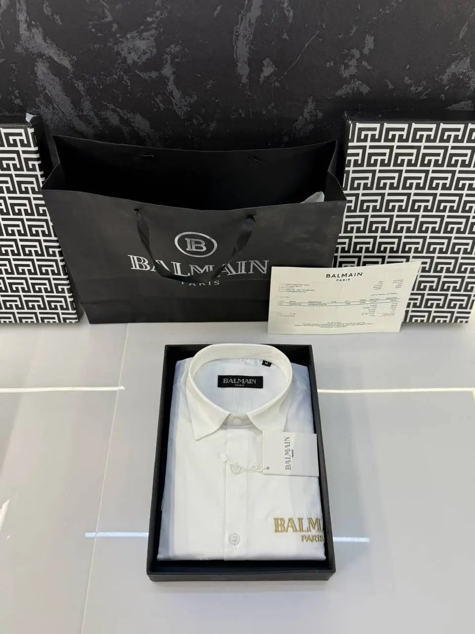 Balmai n Paris Shirt with Original box Carry bag (White)
