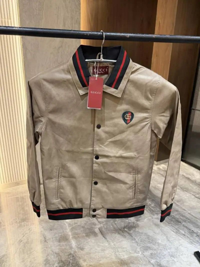 Gucc i Grey Pure leather Jacket