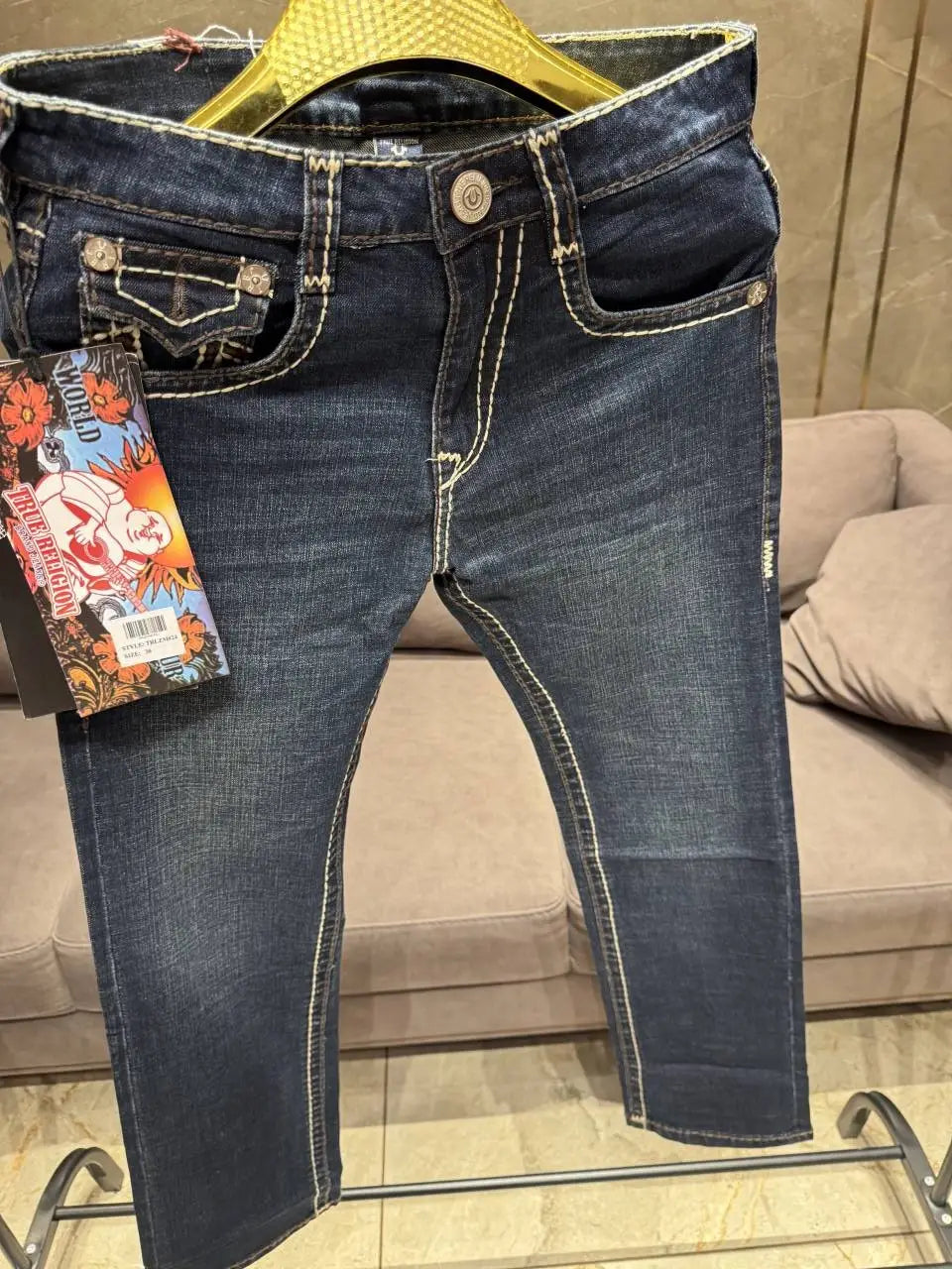 TRUE RELIGION PREMIUM POCKET THREAD IMPORTED DENIM
