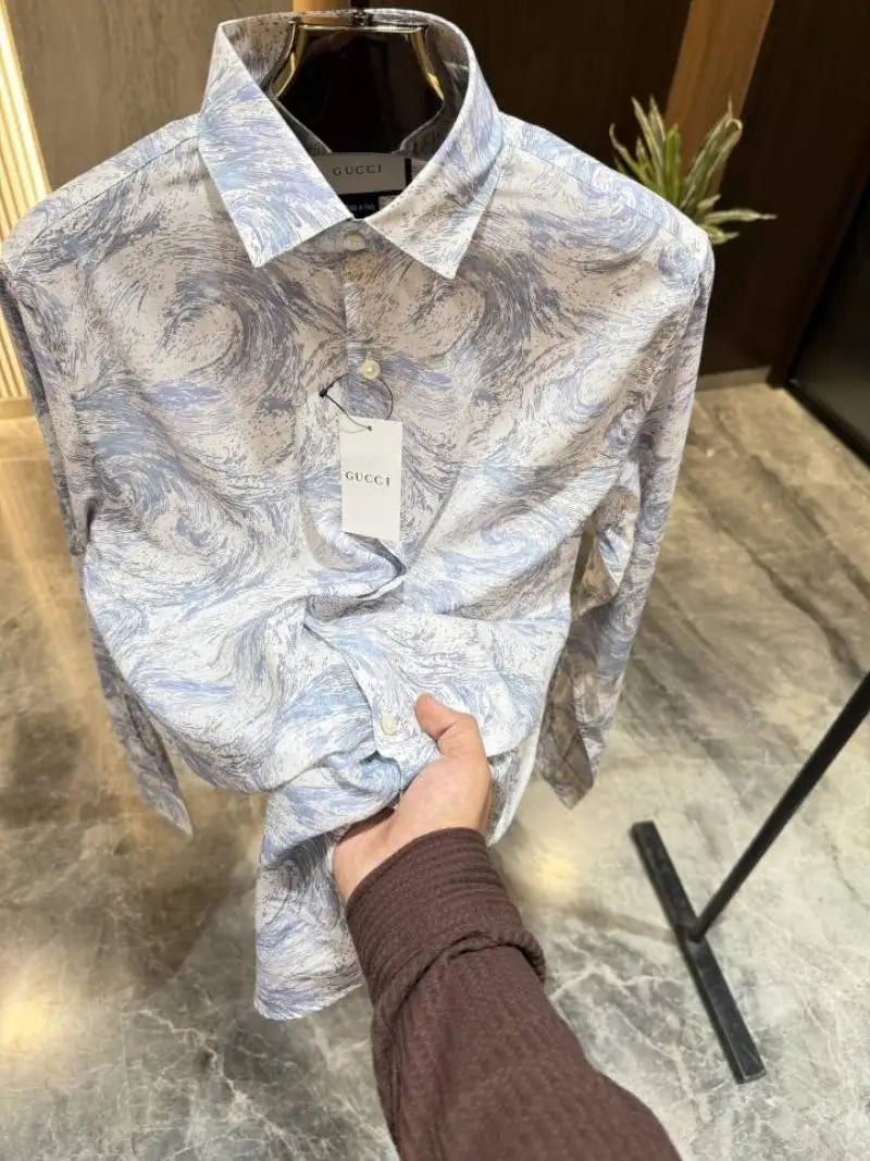 Gucc i Grey All over Printed Lycra Shirts