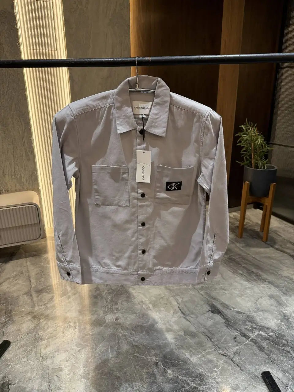 Calvin Klei n Light Grey Double pocket Shacket