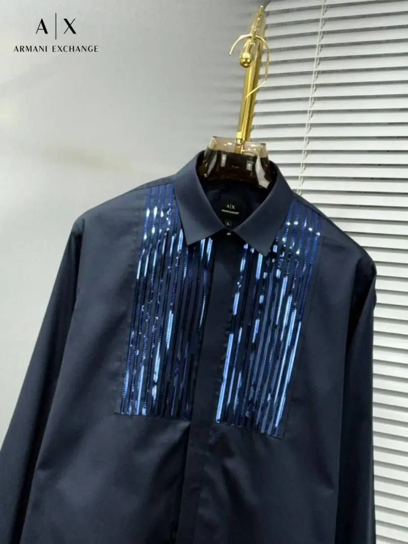 Arman i Exchange Navy Blue Shirt Giza cotton Embroidery with Shirt