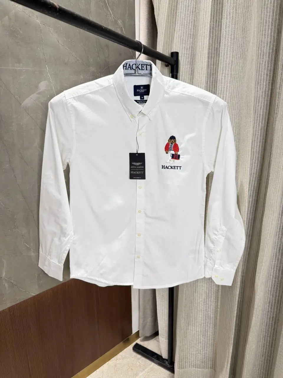 Hacket_t Aston Martin White premium Oxford cotton shirt