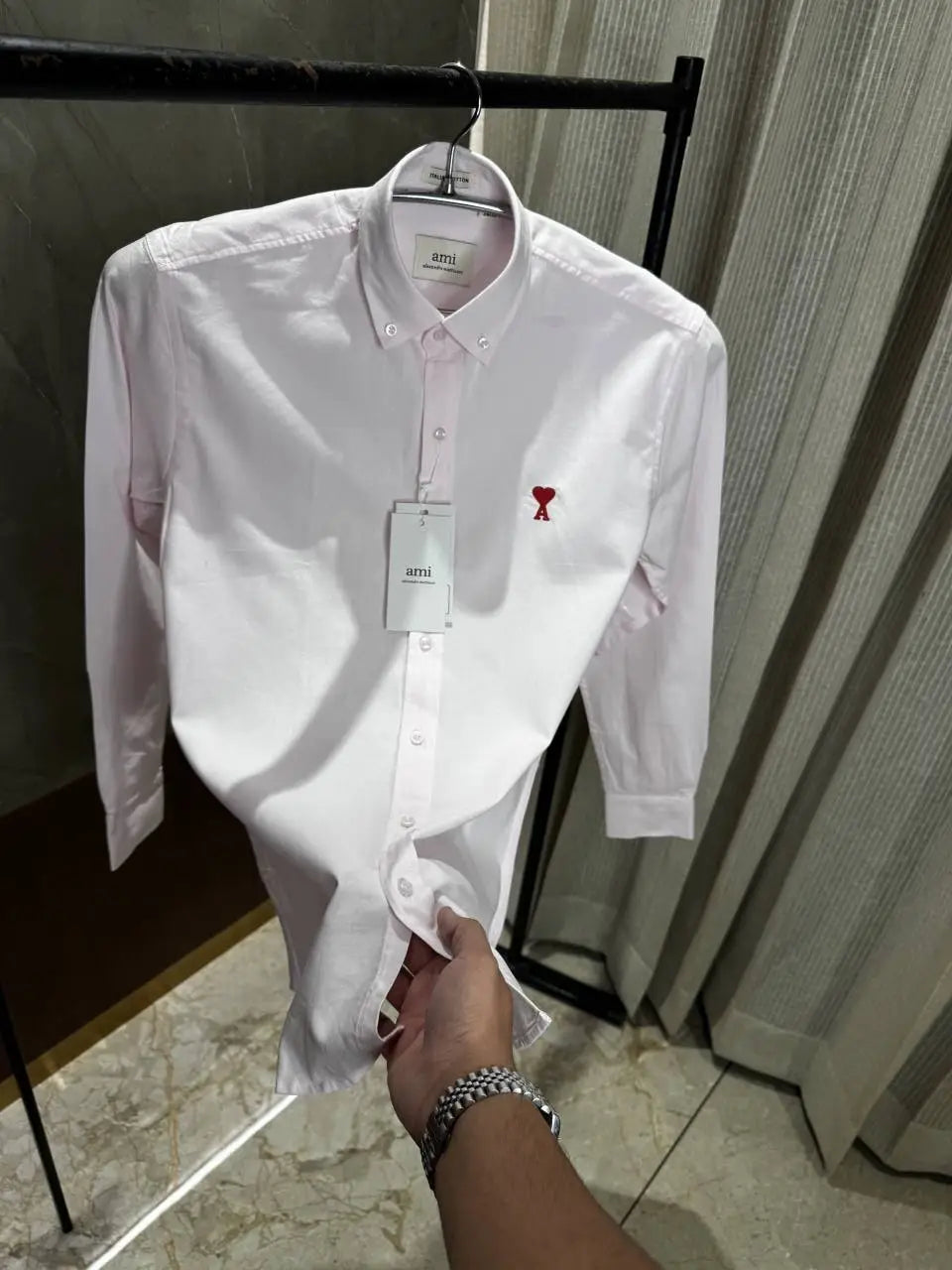 Ami Paris Baby pink colour Premium Oxford cotton shirt