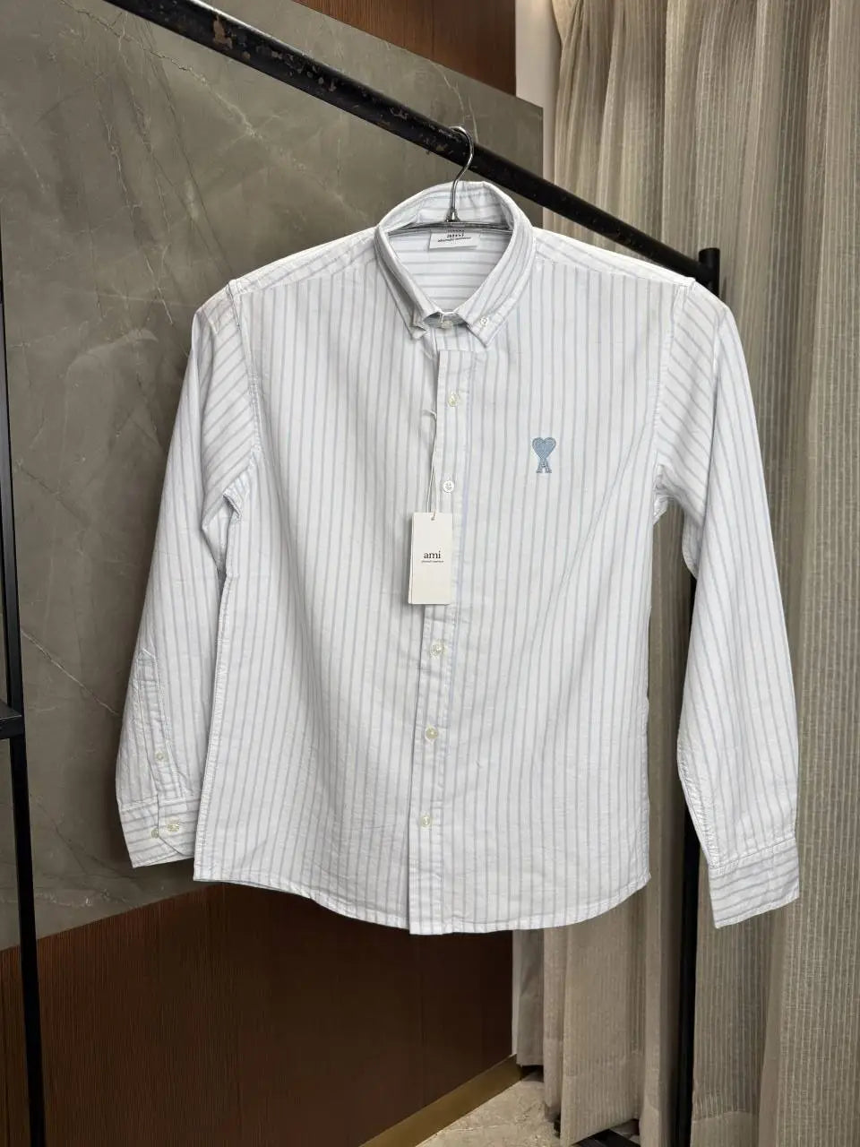 AMI PARIS BLUE WHITE PREMIUM OXFORD SHIRT