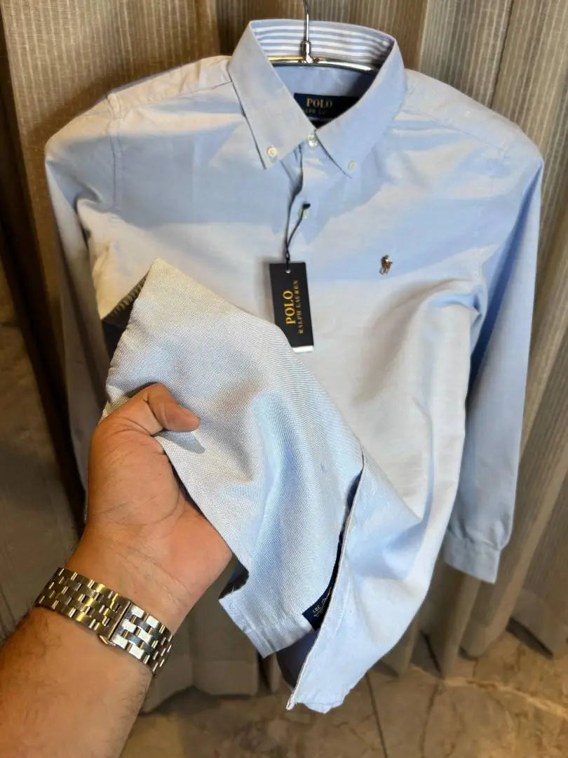 RALPH LAURE_N POLO BLUE CLASSIC PREMIUM SHIRT