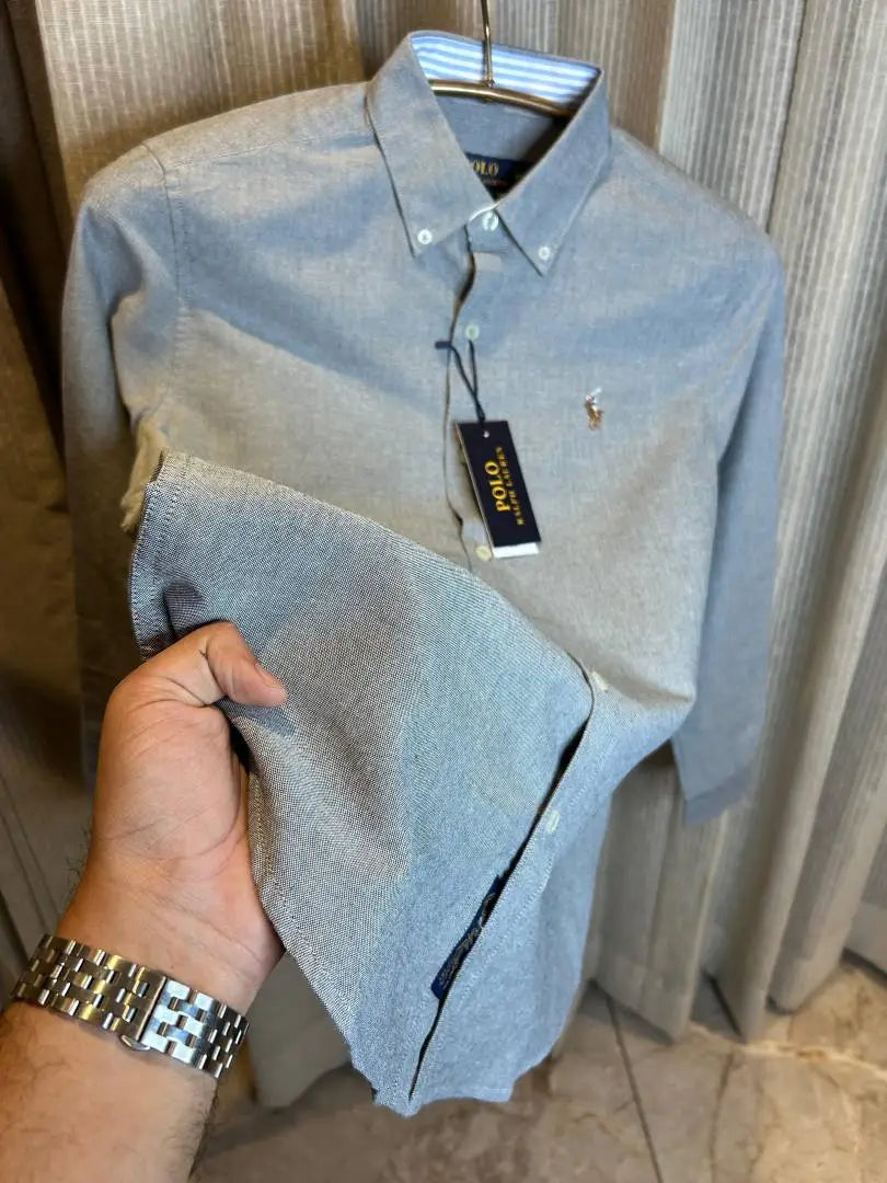 RALPH LAURE_N POLO GREY CLASSIC PREMIUM SHIRT