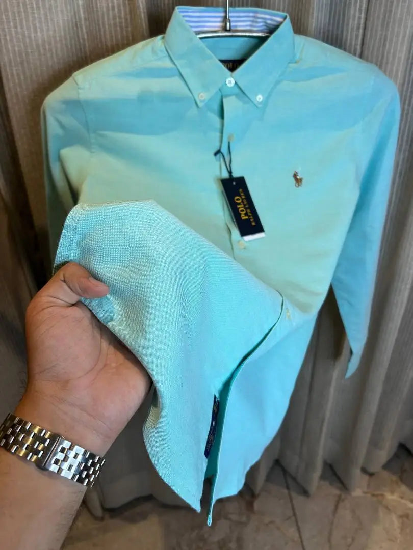 RALPH LAURE_N POLO BLUE CLASSIC PREMIUM SHIRT