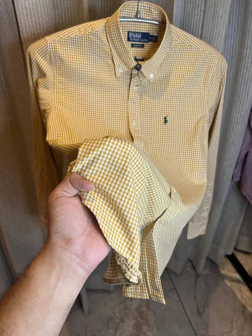 RALPH LAURE_N YELLOW PREMIUM CHECKS SHIRT