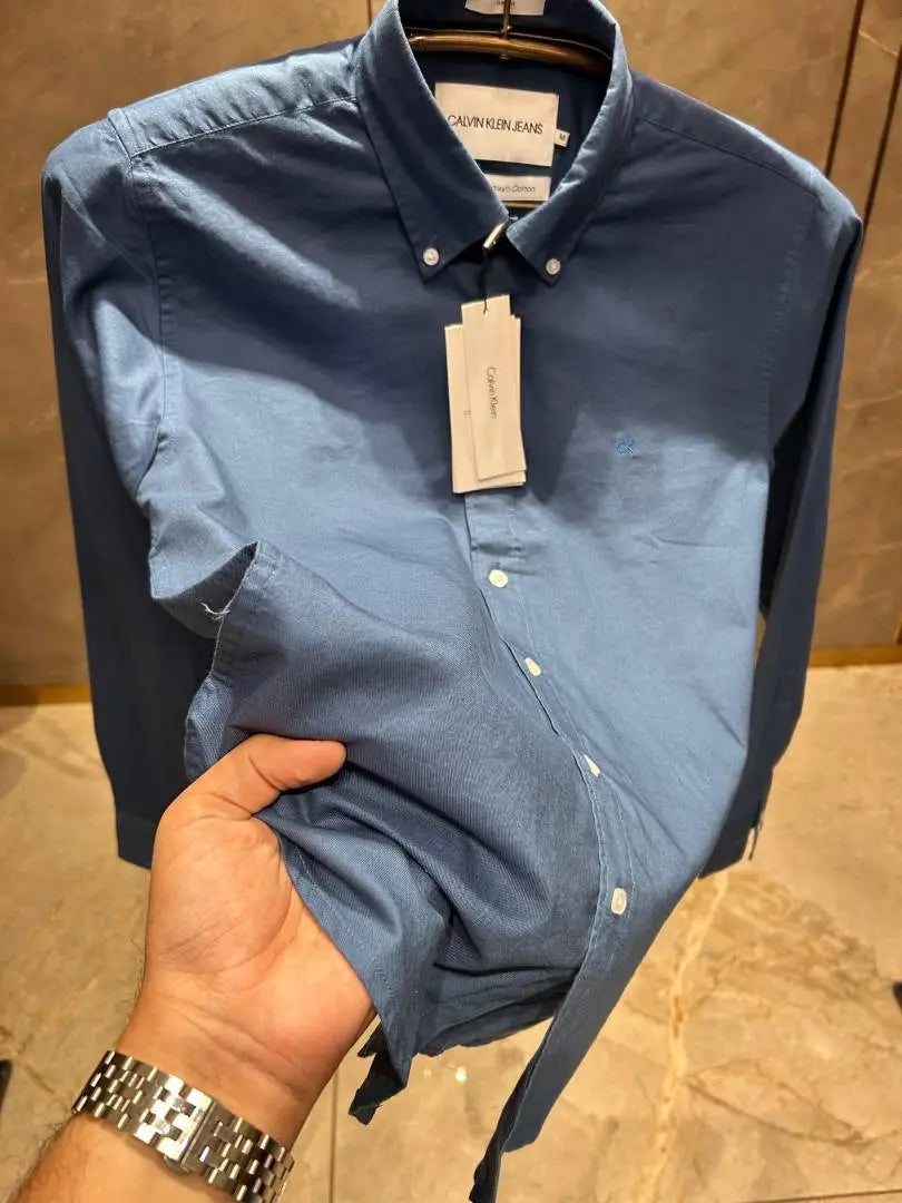 CALVIN KLEI_N BLUE FRONT BACK PRINT PREMIUM SHIRT