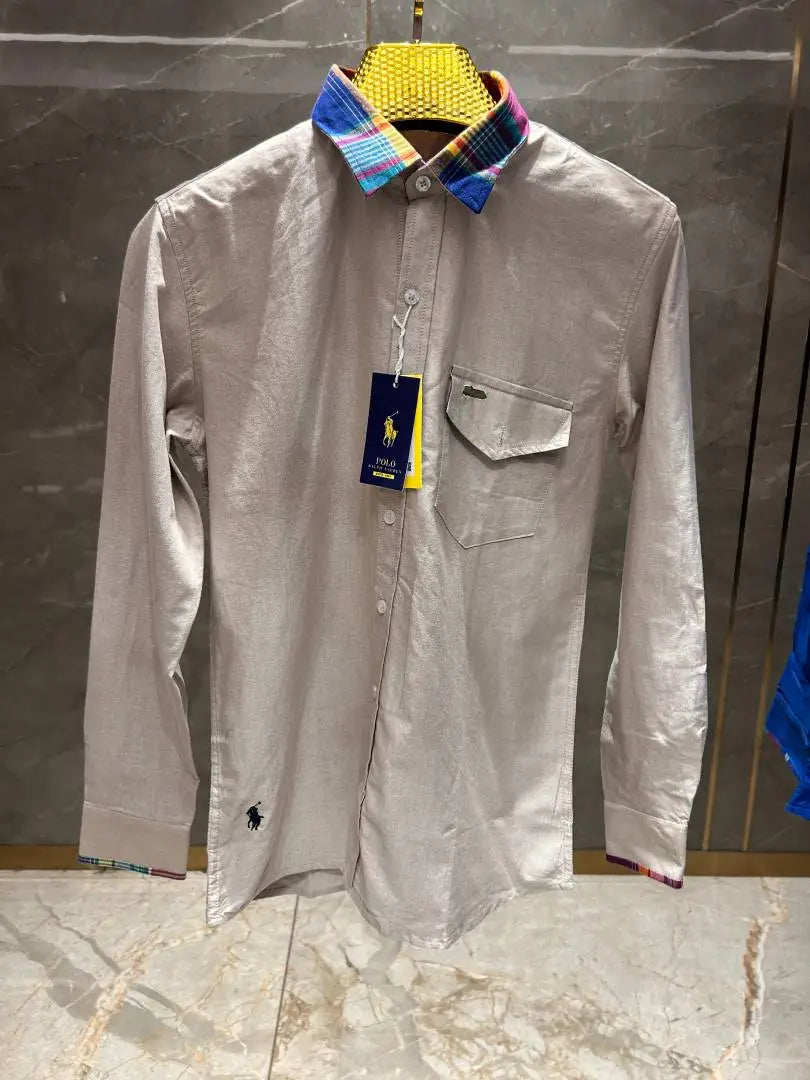 RALPH LAURE_N POLO GREY PREMIUM COLLAR WORK SHIRT