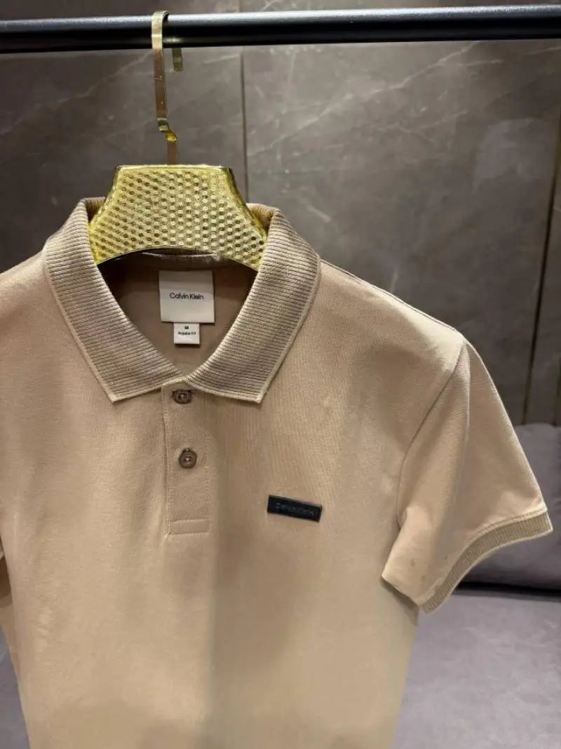 SALECALVIN KLEI_N BEIGE PREMIUM FABRIC COLLAR WORK POLO