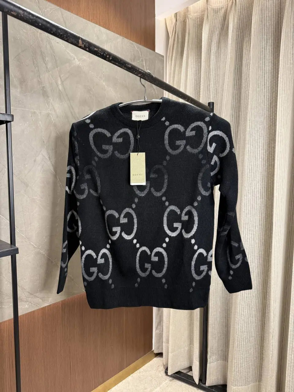 GUCC_I GG BLACK IMPORTED KNITTED PULLOVER