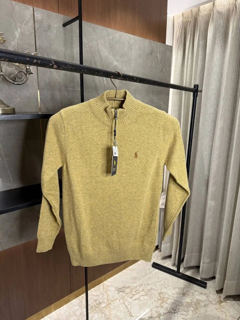 RALPH LAURE_N POLO KNITTED MUSTARD PREMIUM NECK PULLOVER