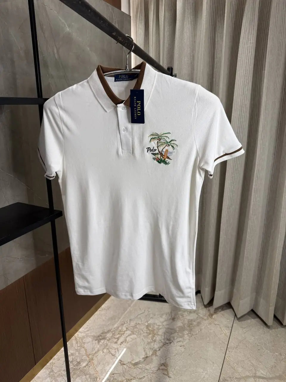 RALPH LAURE_N POLO WHITE PREMIUM FRONT EMBORSSED POLO