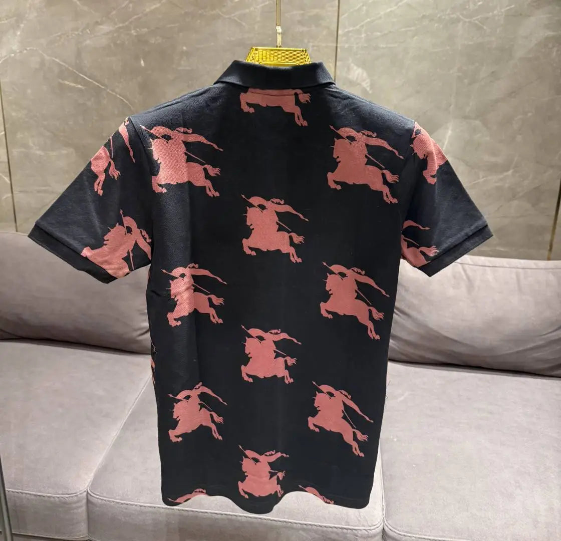 BURBERR_Y RED BLUE PREMIUM COLLAR IMPORTED POLO