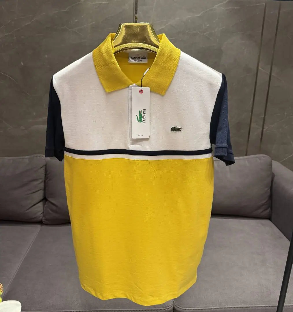 LACOST_E YELLOW WHITE PREMIUM IMPORTED POLO
