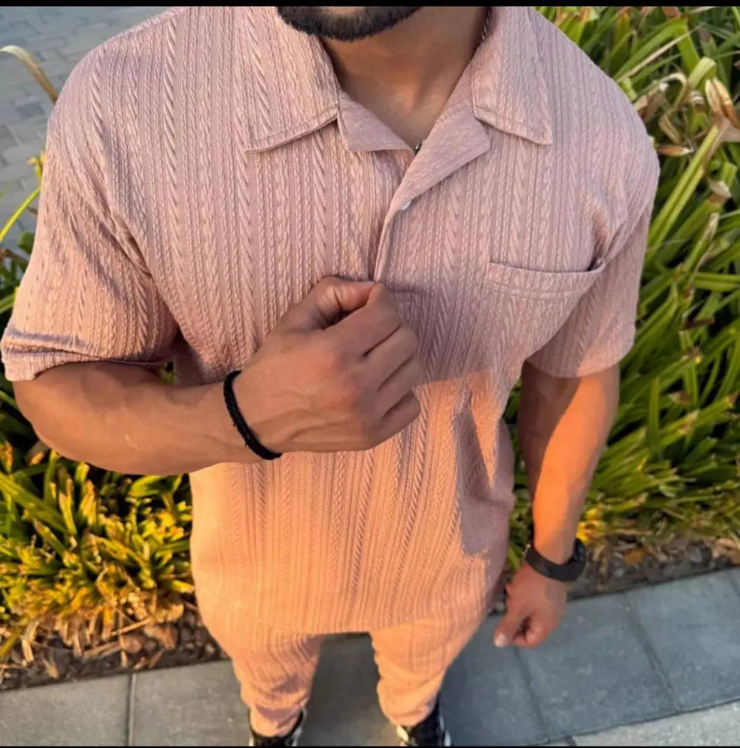 ZAR_A PEACH PREMIUM FABRIC CORD SET (TSHIRT TRACKPANT)
