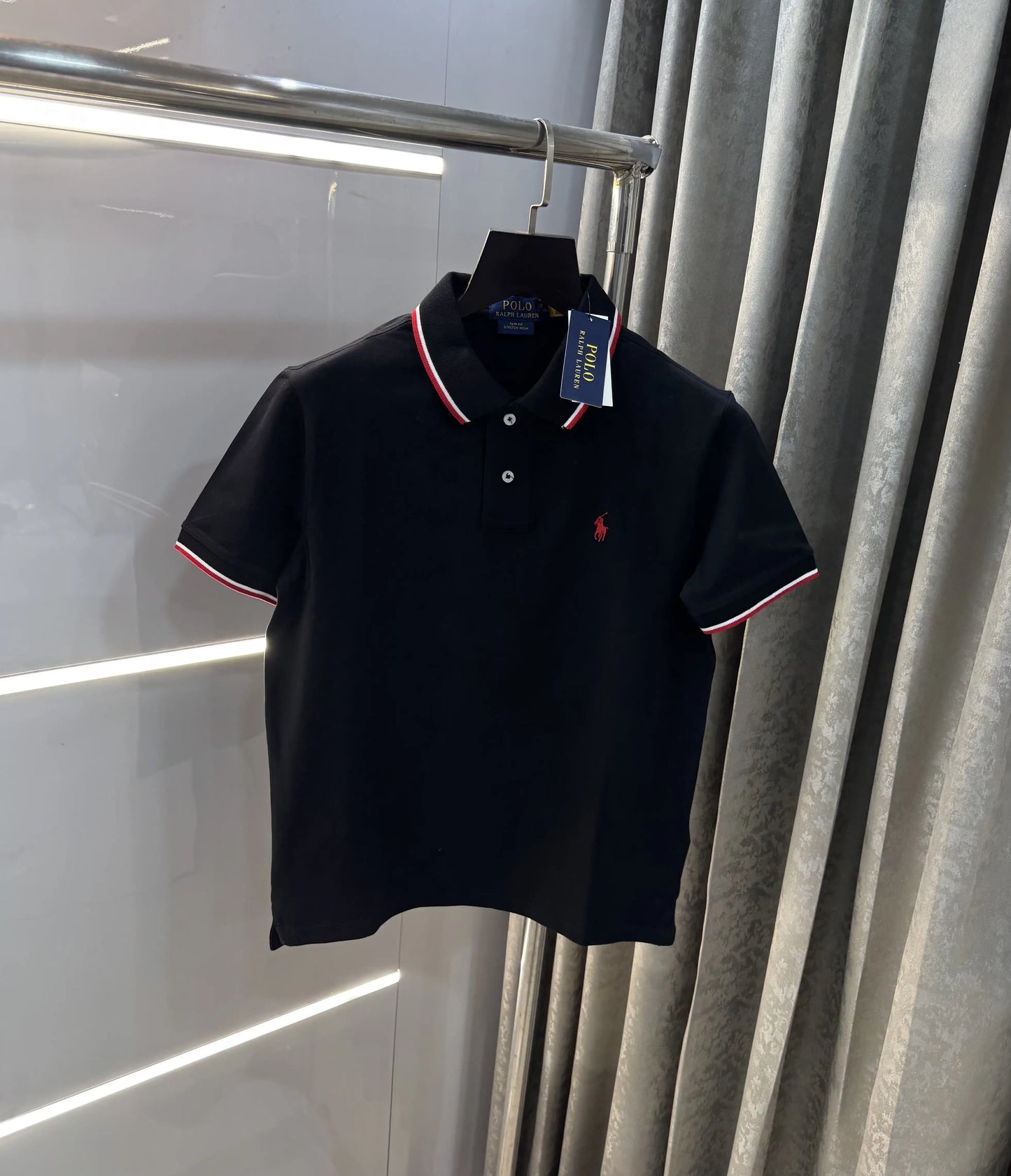 Ralph Lauren Black Embroidery Logo Premium Polo T-Shirt