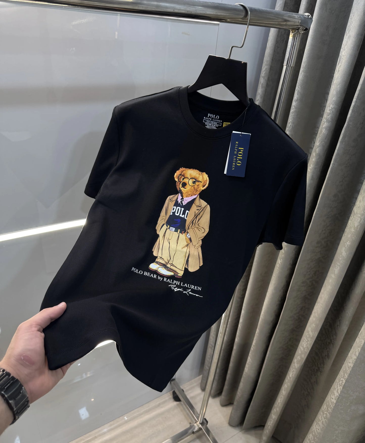 Ralp.h Laure n Black Teddy Logo Premium T-Shirt
