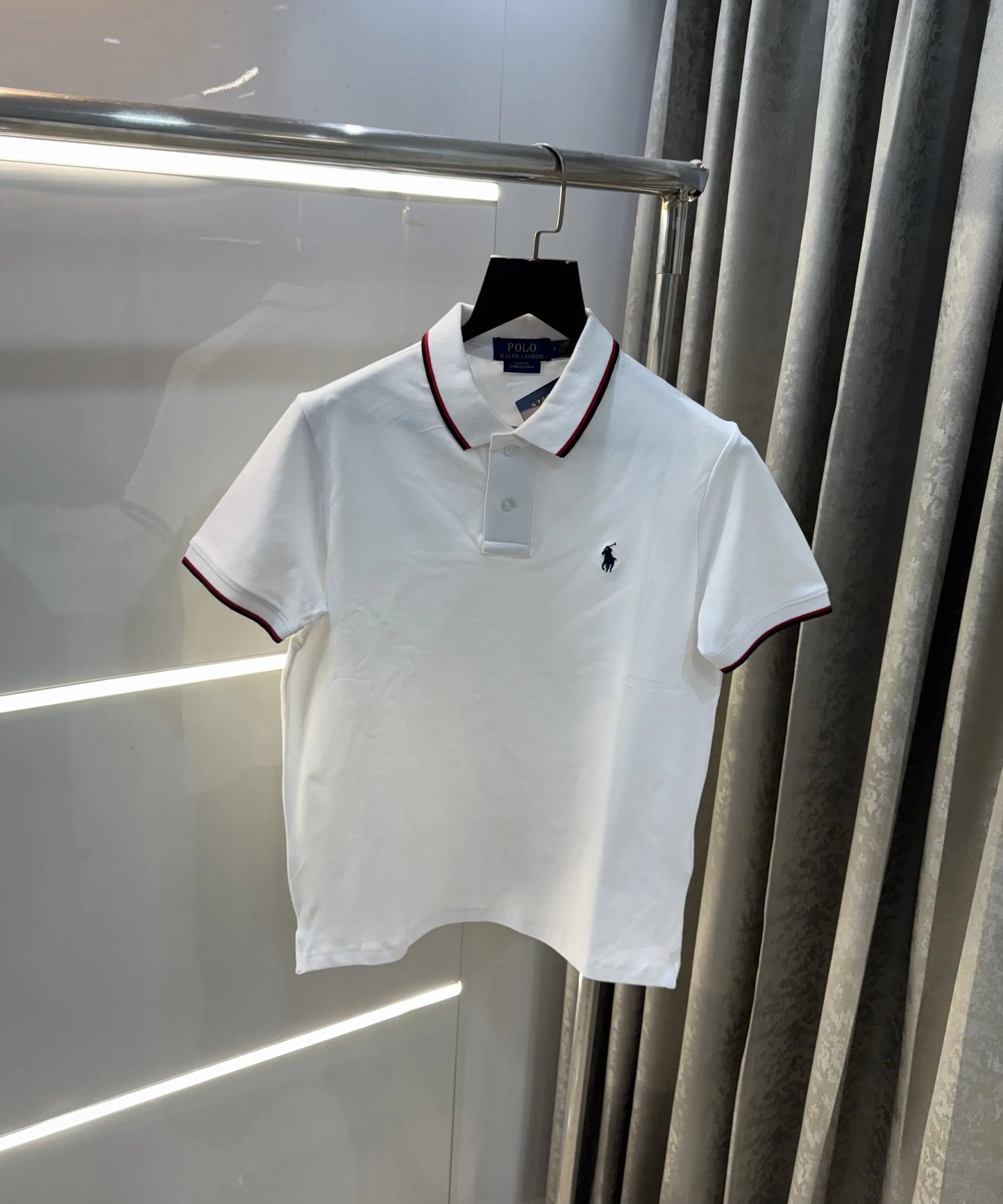 Ralph Lauren White Embroidery Logo Premium Polo T-Shirt