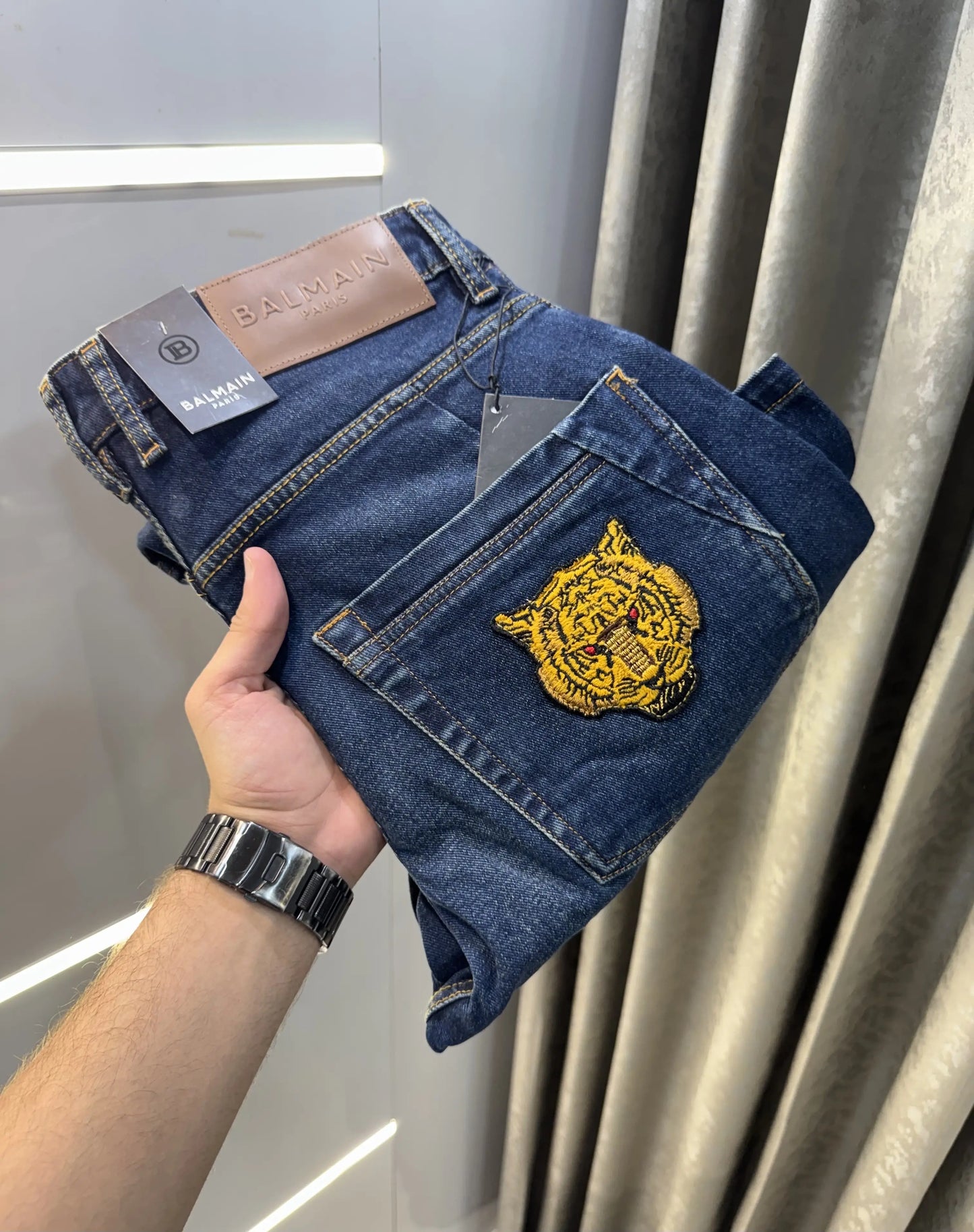 Balmain Paris Dark Shade Imported Rider Denim