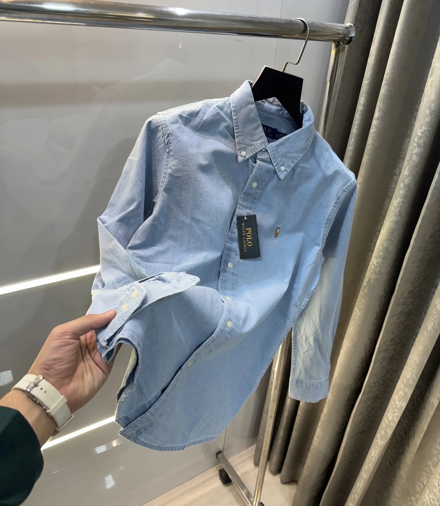 Ralp.h Laure.n Sky Blue denim shirt Embroidery Logo