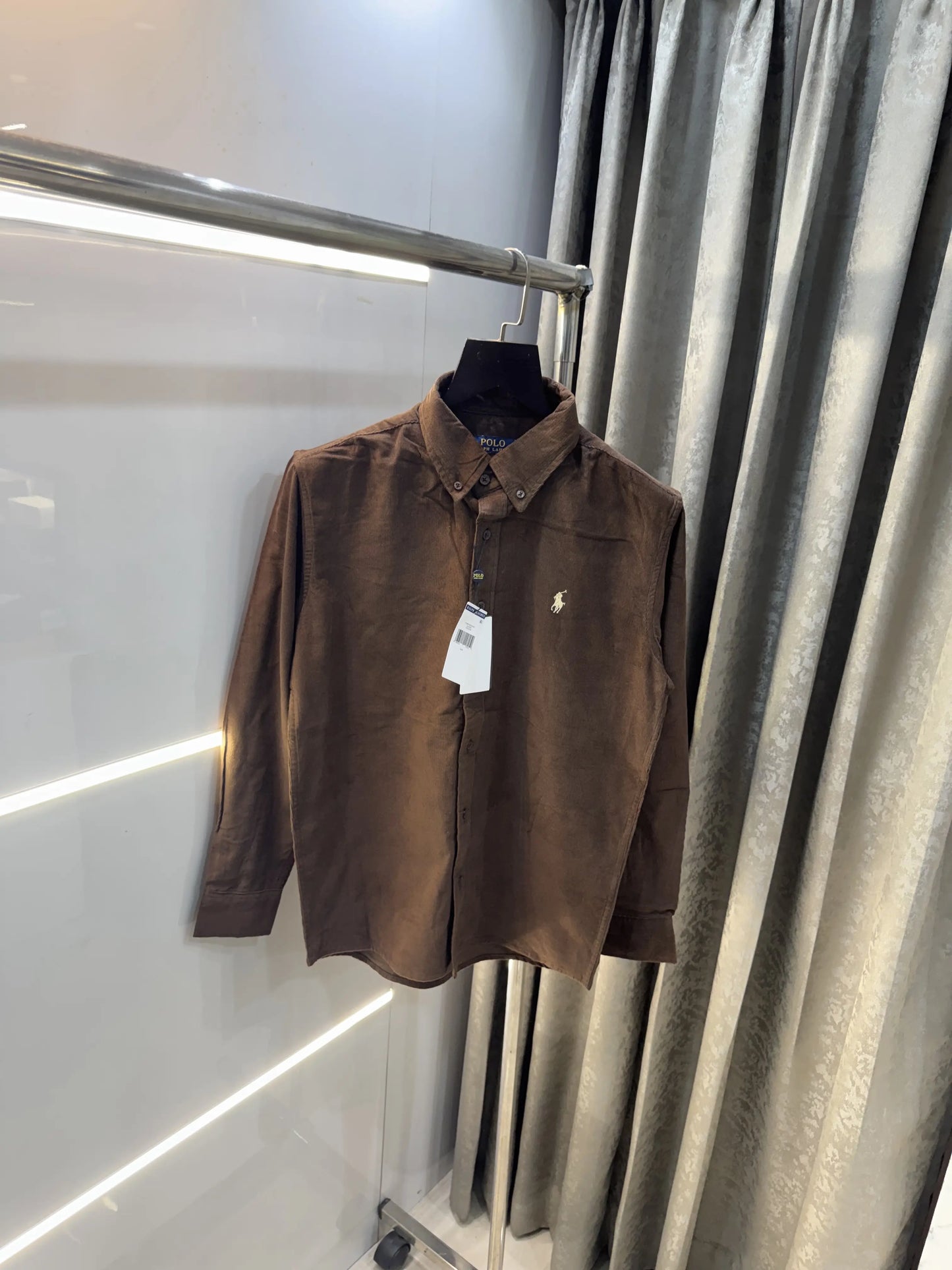 Ralph Lauren Brown Embroidry Logo Premium Cord Shirt