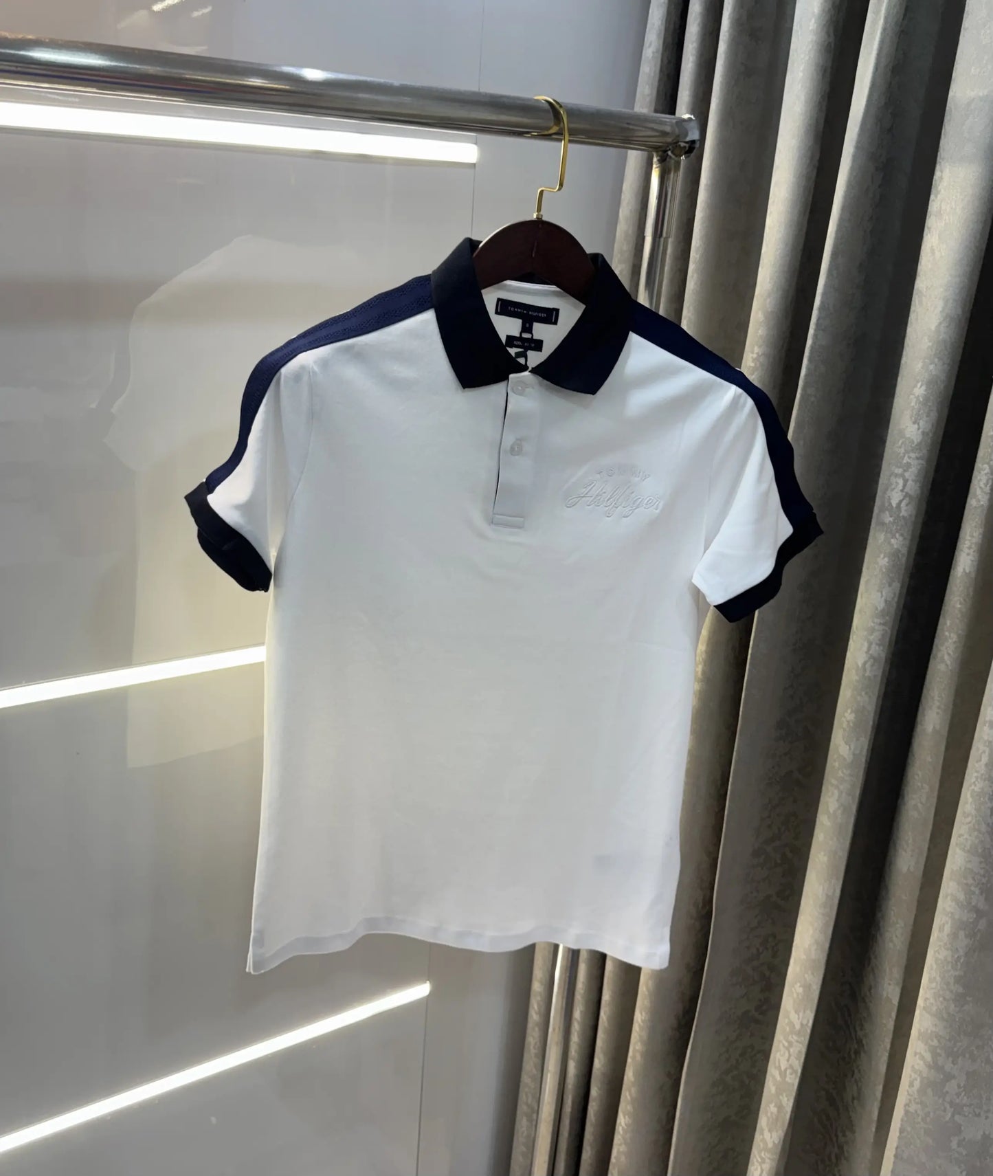 Tommy Hilfiger White Logo Work Premium Polo T-Shirt