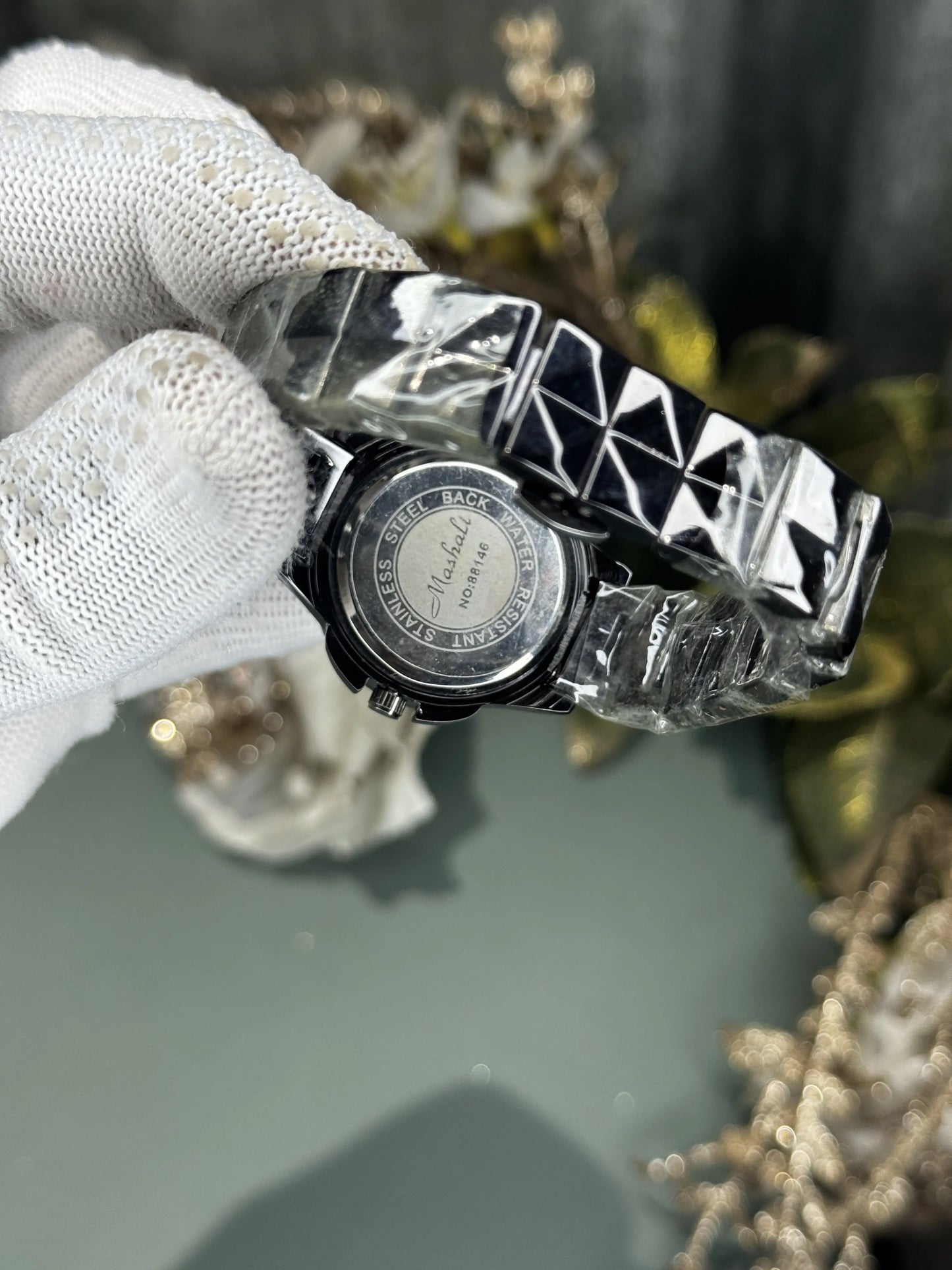 Mashali All Black Rotating Floral Premium Watch