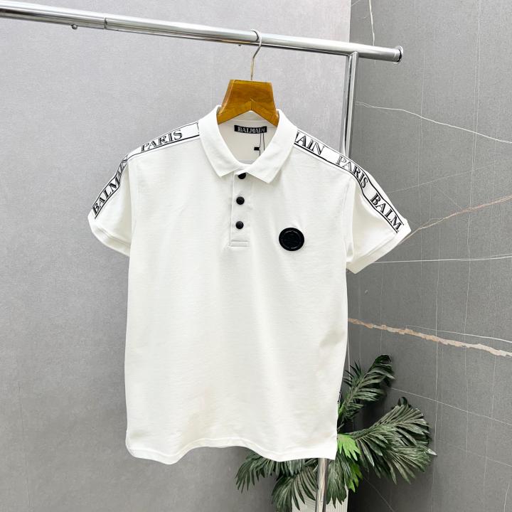 Balmai_n Paris Logo White Premium Polo Neck Tshirt 471