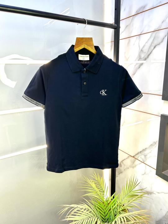 Calvin_Klein Navy Imported Collar Neck Premium Polo T-shirt F2652-NY