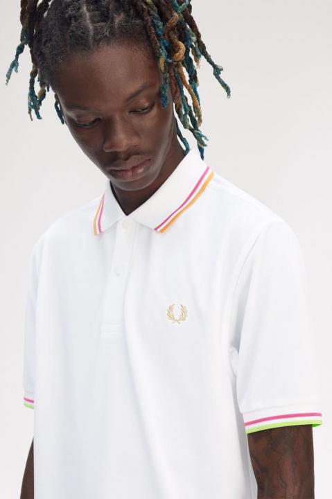 Fredperry White Embroidery Logo Premium Polo T-Shirt