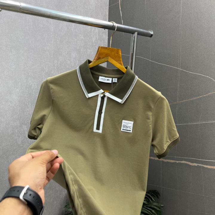 Lacost_e Olive green Premium Polo Neck Tshirt 458